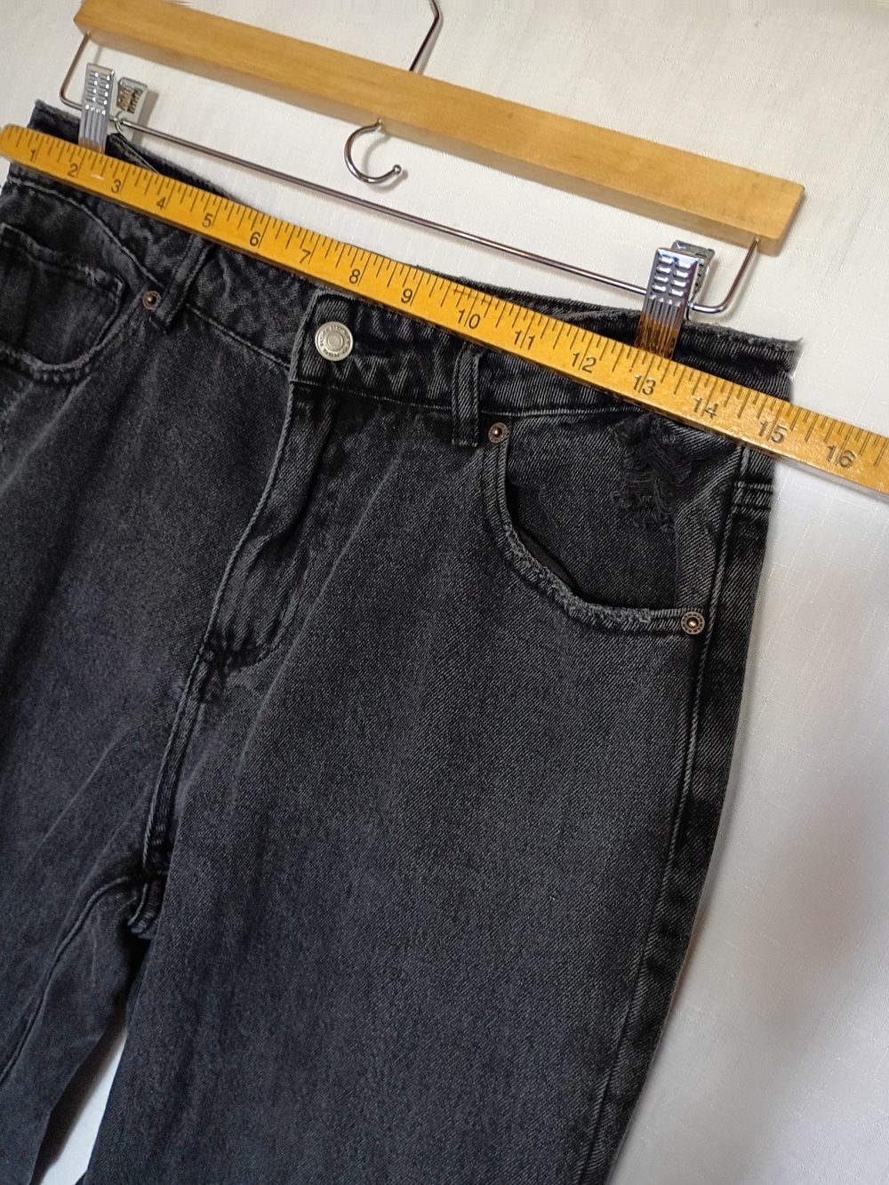 RSQ Black Baggy Straight-Leg Distressed Women’s Jeans Size 31 - Picture 5 of 11